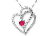 1/4 Carat (ctw) Natural Ruby Heart Pendant Necklace in 14K White Gold with Chain